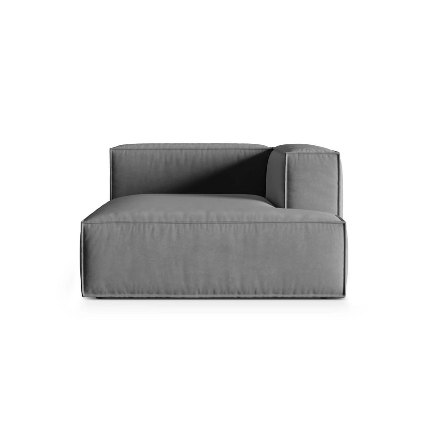 Nuria Modulares Sofa Sitzelement, Rechte Seite, aus Samt in Grau (Paris Steel), 147x127 cm von Micadoni – Bild 1