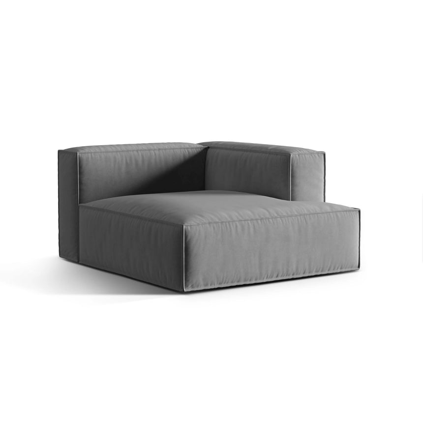 Nuria Modulares Sofa Sitzelement, Rechte Seite, aus Samt in Grau (Paris Steel), 147x127 cm von Micadoni – Bild 3