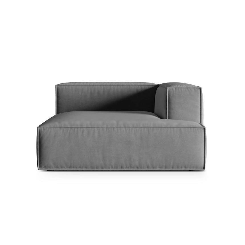 Nuria Modulares Sofa Sitzelement, Rechte Seite, aus Samt in Grau (Paris Steel), 147x147 cm von Micadoni – Bild 1