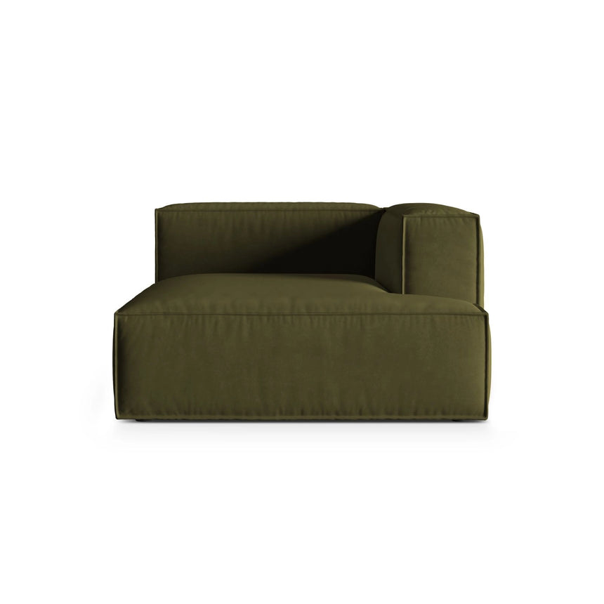 Nuria Modulares Sofa Sitzelement, Rechte Seite, aus Samt in Moosgrün meliert (Paris Forest), 147x127 cm von Micadoni – Bild 1