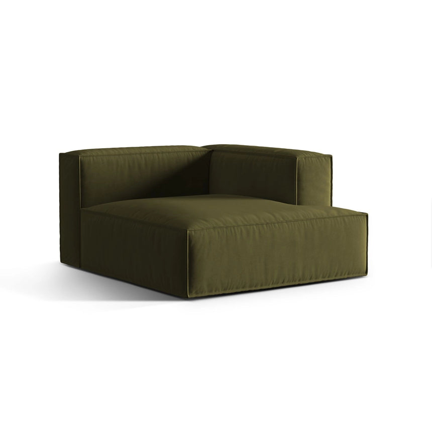 Nuria Modulares Sofa Sitzelement, Rechte Seite, aus Samt in Moosgrün meliert (Paris Forest), 147x127 cm von Micadoni – Bild 3