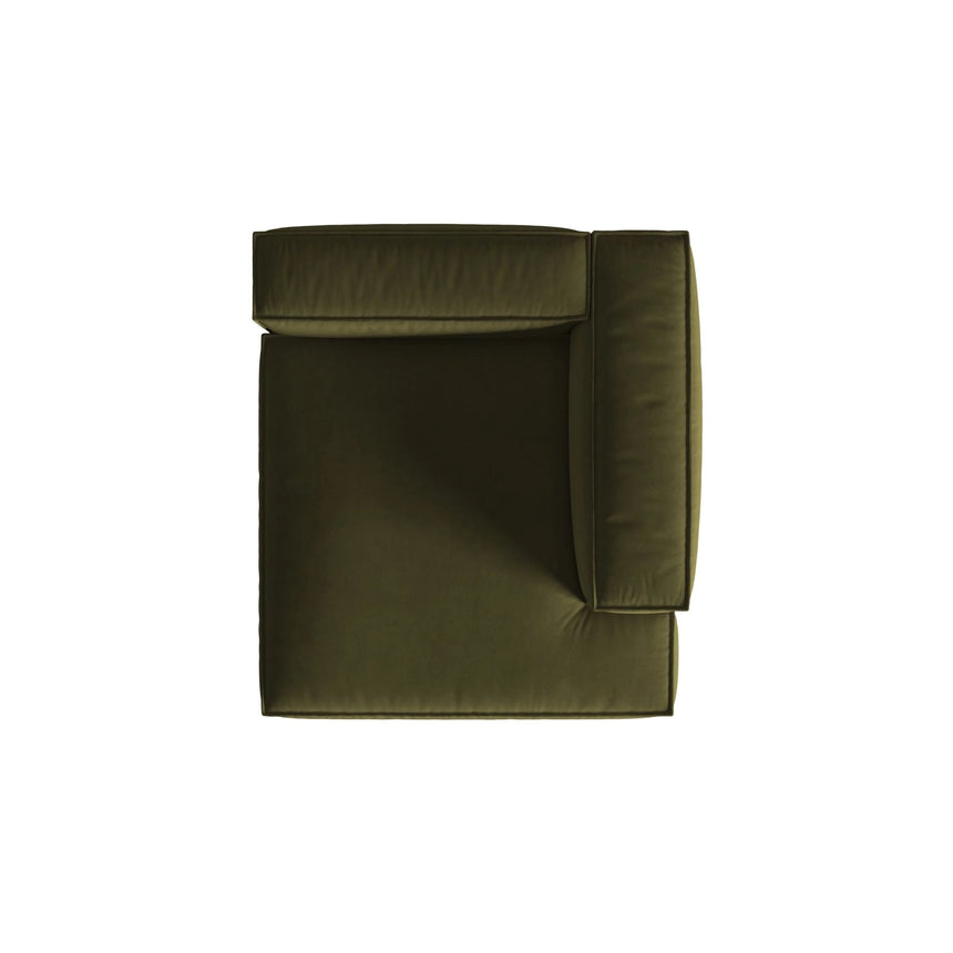 Nuria Modulares Sofa Sitzelement, Rechte Seite, aus Samt in Moosgrün meliert (Paris Forest), 147x127 cm von Micadoni – Bild 5