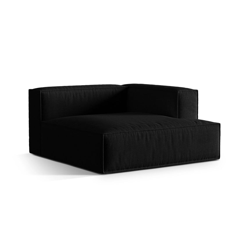 Nuria Modulares Sofa Sitzelement, Rechte Seite, aus Samt in Schwarz (Paris Black), 147x147 cm von Micadoni – Bild 3