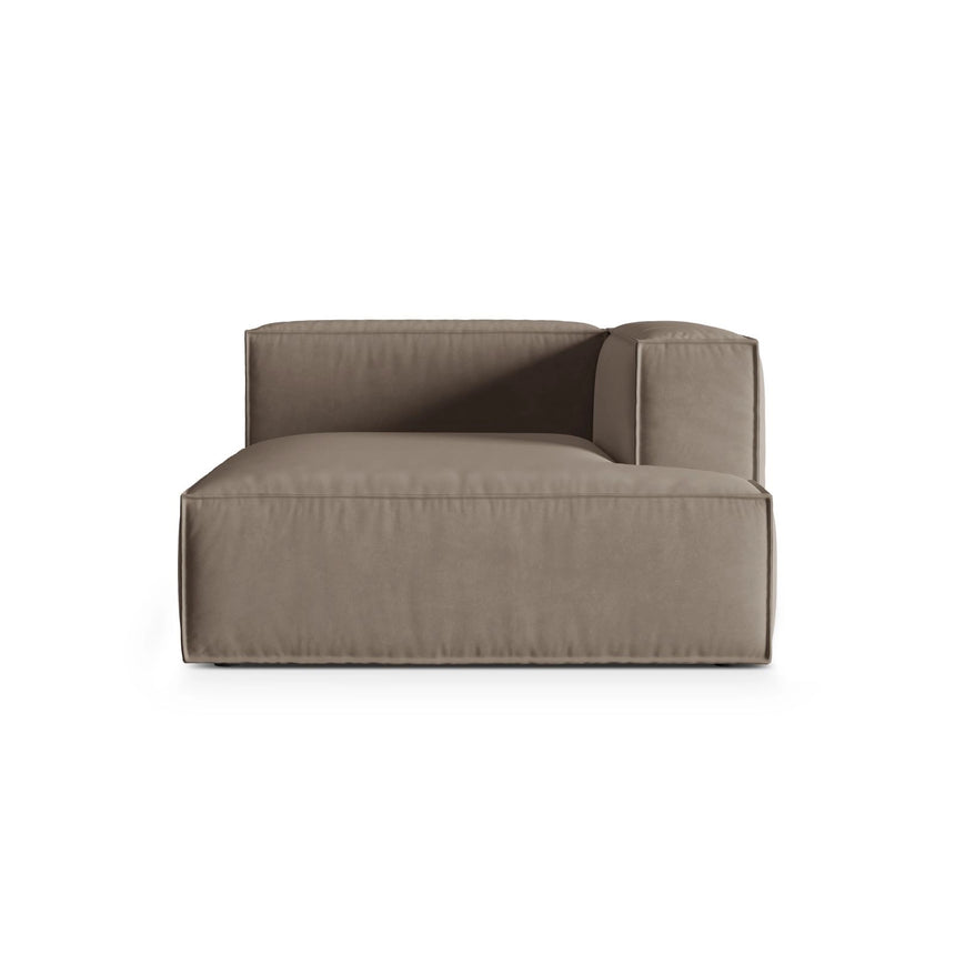 Nuria Modulares Sofa Sitzelement, Rechte Seite, aus Samt in Warmes Grau (Paris Khaki), 147x127 cm von Micadoni – Bild 1