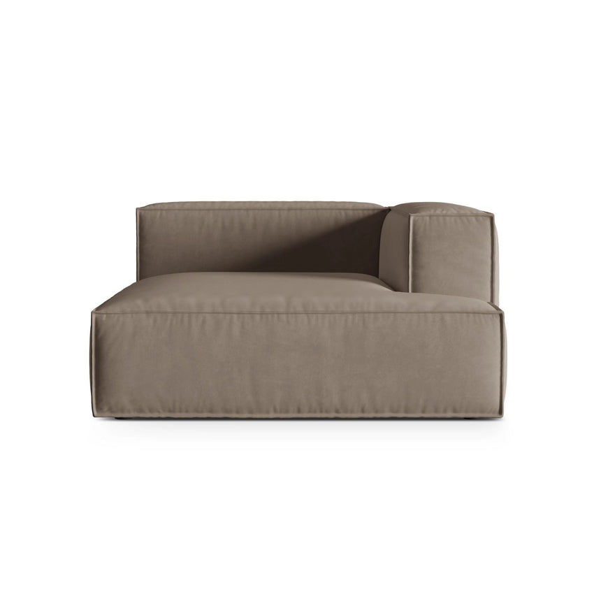 Nuria Modulares Sofa Sitzelement, Rechte Seite, aus Samt in Warmes Grau (Paris Khaki), 147x147 cm von Micadoni – Bild 1