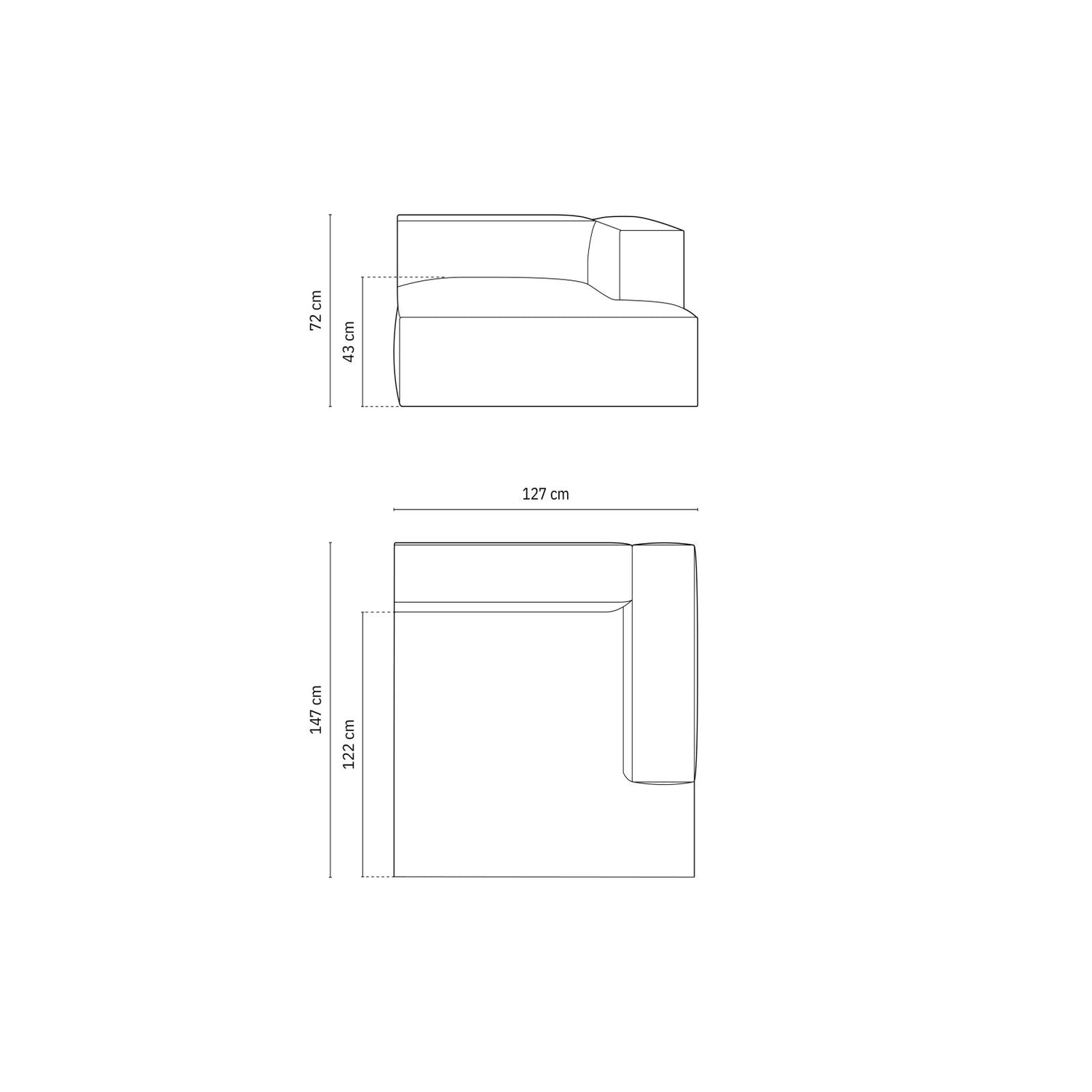Nuria Modulares Sofa Sitzelement, Rechte Seite, aus Strukturierter Stoff in Cappuccino (Liberty 5), 147x127 cm von Micadoni – Bild 2