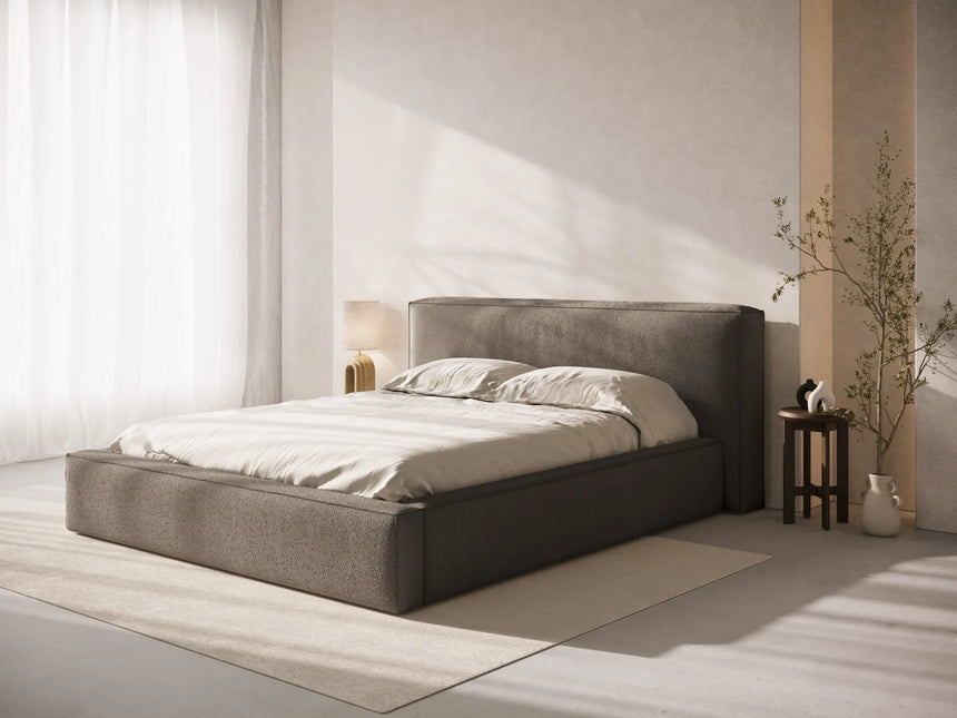 Olivia Kopfteil - passend zum Bett Simon - in Boucle (LEG7) in Grau-braun, für 200x200 cm von Micadoni – Bild 2