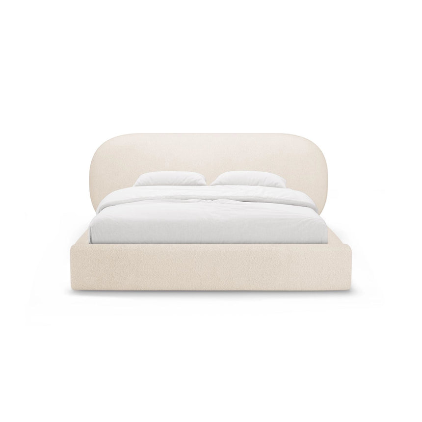 Ovalo Bett mit Kopfteil und Stauraum aus Boucle in Beige (Baloo 2074), 180x200 cm von Micadoni – Bild 2