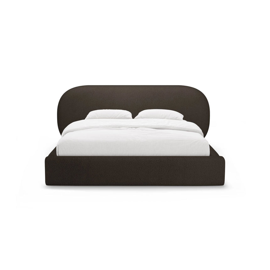 Ovalo Bett mit Kopfteil und Stauraum aus Boucle in Braun (Baloo 2081), 180x200 cm von Micadoni – Bild 2