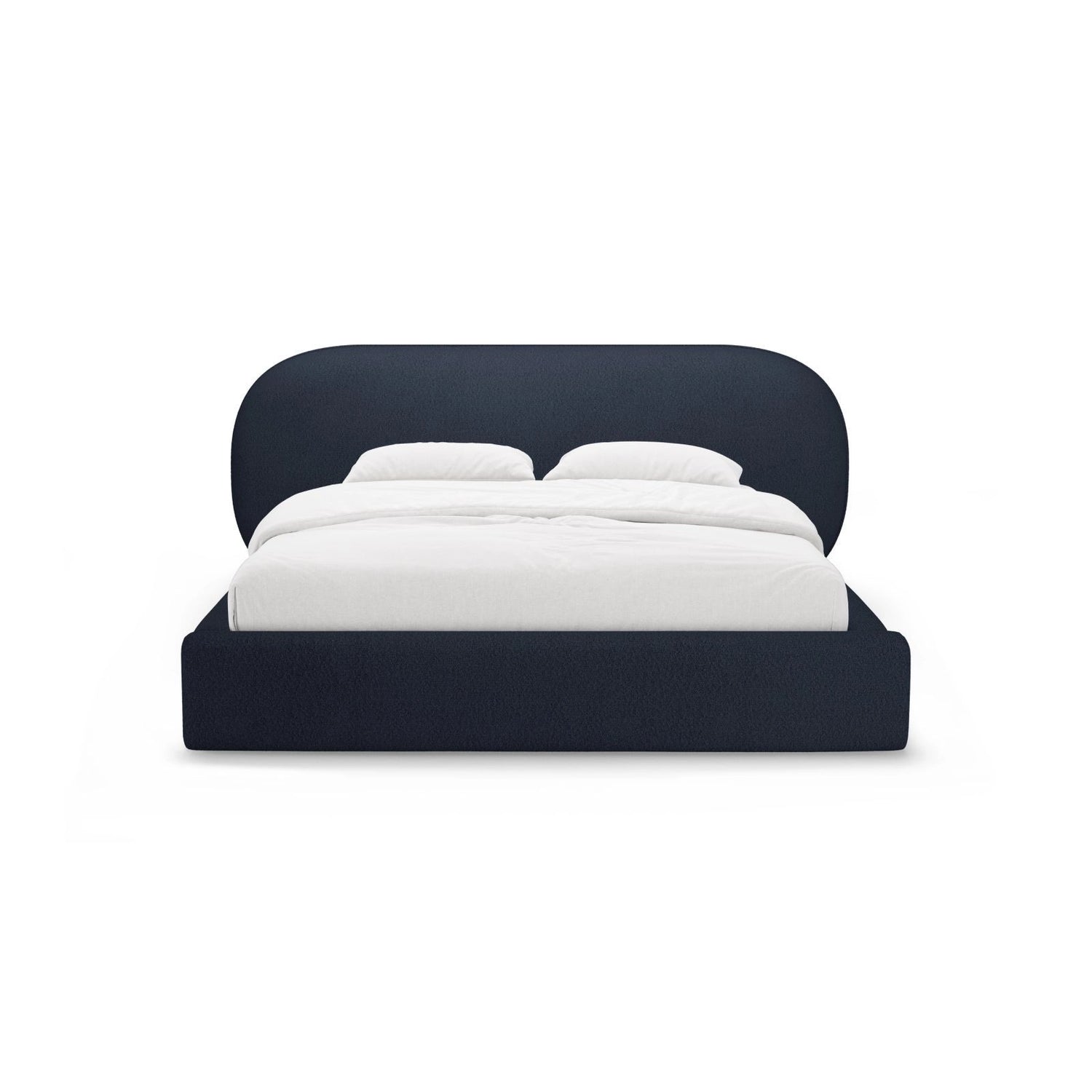 Ovalo Bett mit Kopfteil und Stauraum aus Boucle in Dunkelblau (Baloo 2088), 140x200 cm von Micadoni – Bild 2