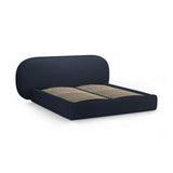 Ovalo Bett mit Kopfteil und Stauraum aus Boucle in Dunkelblau (Baloo 2088), 200x200 cm von Micadoni – Bild 3