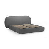 Ovalo Bett mit Kopfteil und Stauraum aus Boucle in Dunkelgrau (Baloo 2083), 140x200 cm von Micadoni – Bild 3