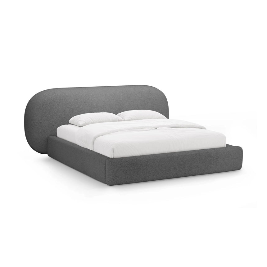 Ovalo Bett mit Kopfteil und Stauraum aus Boucle in Dunkelgrau (Baloo 2083), 160x200 cm von Micadoni – Bild 1