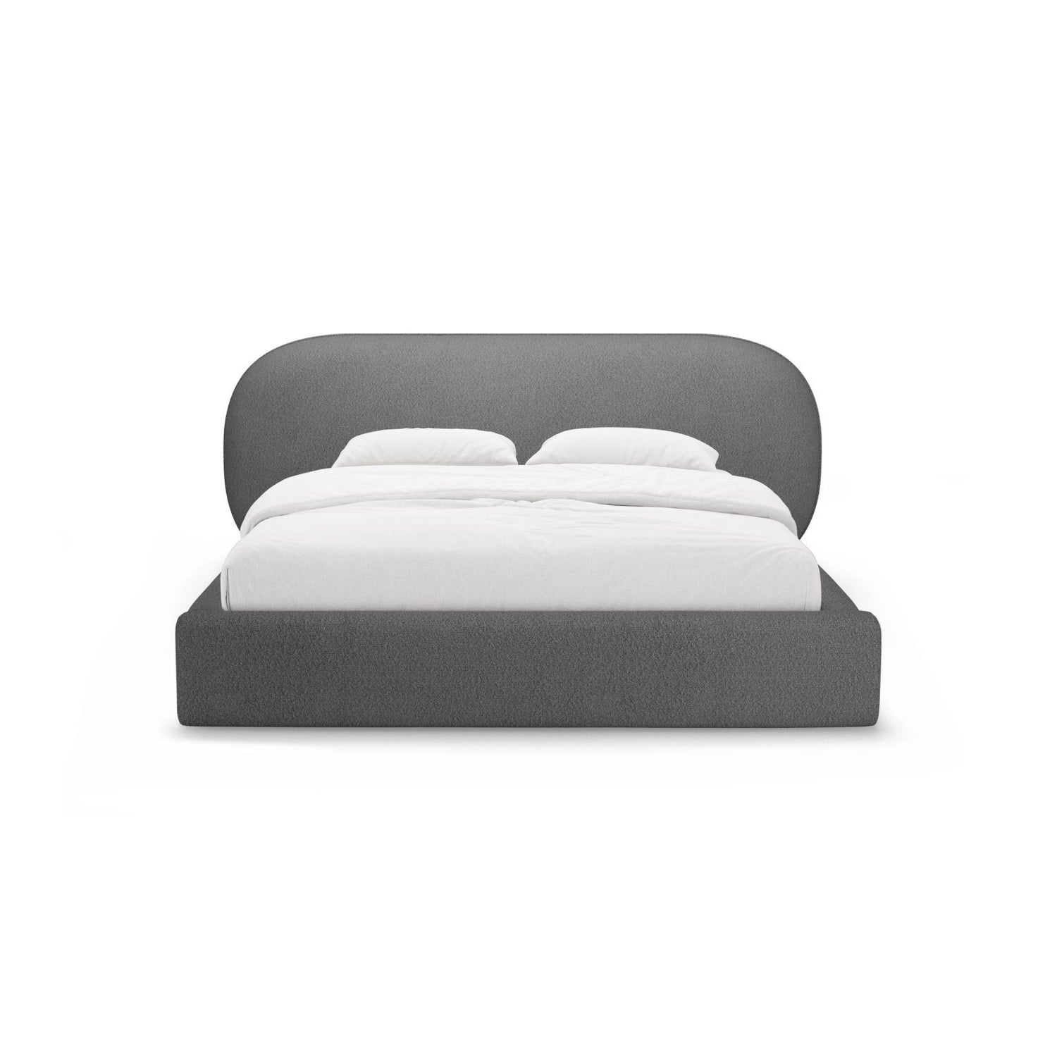 Ovalo Bett mit Kopfteil und Stauraum aus Boucle in Dunkelgrau (Baloo 2083), 200x200 cm von Micadoni – Bild 2