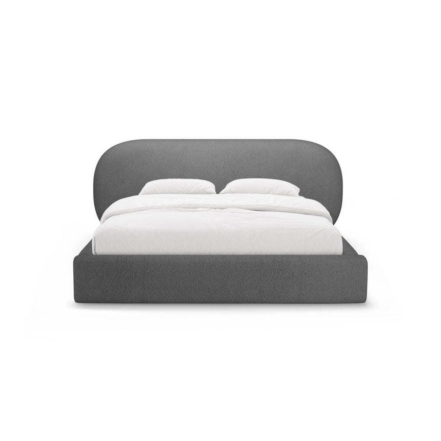 Ovalo Bett mit Kopfteil und Stauraum aus Boucle in Dunkelgrau (Baloo 2083), 200x200 cm von Micadoni – Bild 2