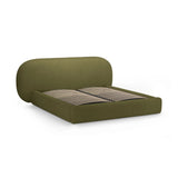 Ovalo Bett mit Kopfteil und Stauraum aus Boucle in Dunkles olivgrün (Baloo 2090), 180x200 cm von Micadoni – Bild 3