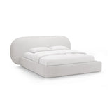 Ovalo Bett mit Kopfteil und Stauraum aus Boucle in Hellgrau (Baloo 2085), 160x200 cm von Micadoni – Bild 1