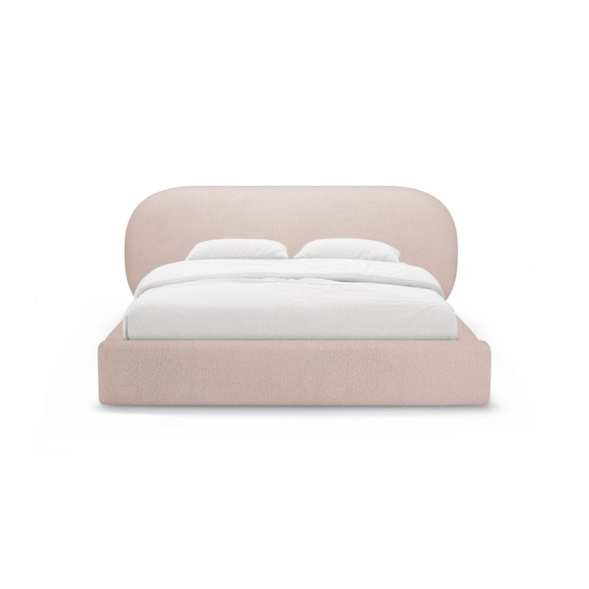 Ovalo Bett mit Kopfteil und Stauraum aus Boucle in Puderrosa (Baloo 2072), 160x200 cm von Micadoni – Bild 2