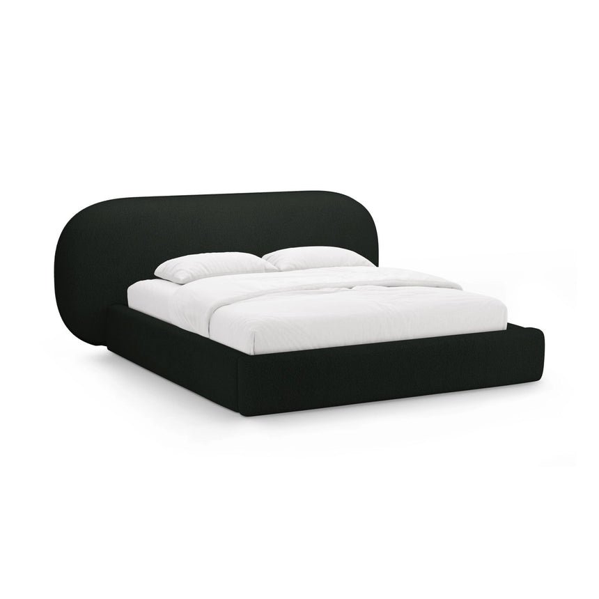 Ovalo Bett mit Kopfteil und Stauraum aus Boucle in Schwarz (Baloo 2082), 180x200 cm von Micadoni – Bild 1