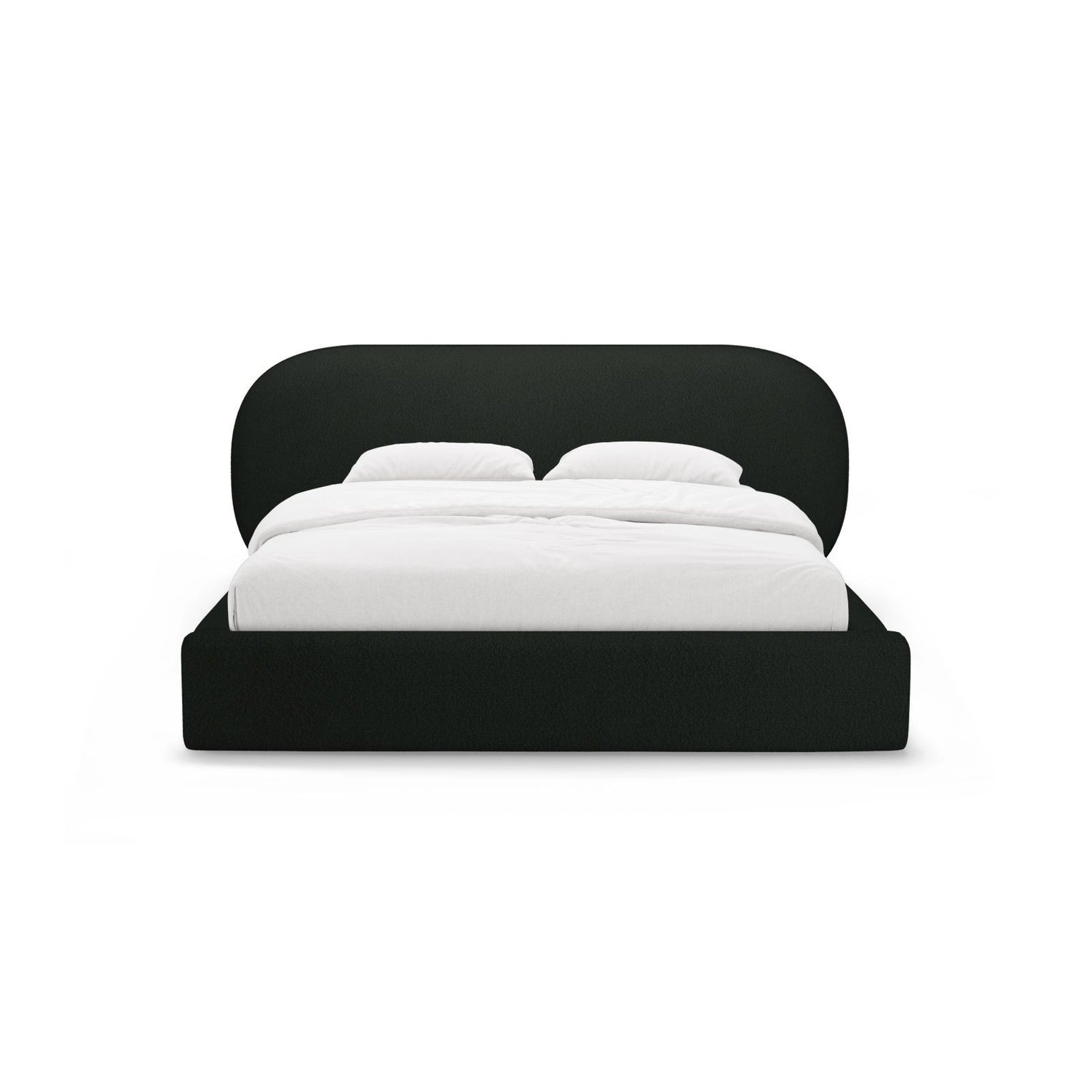 Ovalo Bett mit Kopfteil und Stauraum aus Boucle in Schwarz (Baloo 2082), 200x200 cm von Micadoni – Bild 2