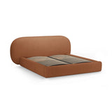 Ovalo Bett mit Kopfteil und Stauraum aus Boucle in Terrakotta (Baloo 2078), 200x200 cm von Micadoni – Bild 3