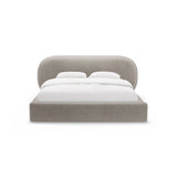 Ovalo Bett mit Kopfteil und Stauraum aus Chenille in Beige (Perfect Harmony 04), 180x200 cm von Micadoni – Bild 2