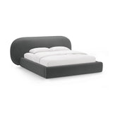 Ovalo Bett mit Kopfteil und Stauraum aus Chenille in Dunkelgrau (Perfect Harmony 90), 200x200 cm von Micadoni – Bild 1