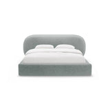 Ovalo Bett mit Kopfteil und Stauraum aus Chenille in Hellblau (Perfect Harmony 72), 160x200 cm von Micadoni – Bild 2