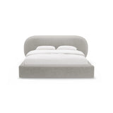 Ovalo Bett mit Kopfteil und Stauraum aus Chenille in Hellgrau (Perfect Harmony 80), 200x200 cm von Micadoni – Bild 2