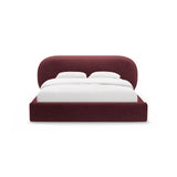 Ovalo Bett mit Kopfteil und Stauraum aus Chenille in Kirschbaum (Perfect Harmony 59), 180x200 cm von Micadoni – Bild 2
