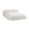 Ovalo Bett mit Kopfteil und Stauraum aus Chenille in Leichtes Beige (Perfect Harmony 02), 160x200 cm von Micadoni – Bild 1