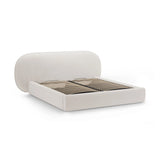 Ovalo Bett mit Kopfteil und Stauraum aus Chenille in Leichtes Beige (Perfect Harmony 02), 180x200 cm von Micadoni – Bild 3