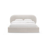Ovalo Bett mit Kopfteil und Stauraum aus Chenille in Leichtes Beige (Perfect Harmony 02), 200x200 cm von Micadoni – Bild 2