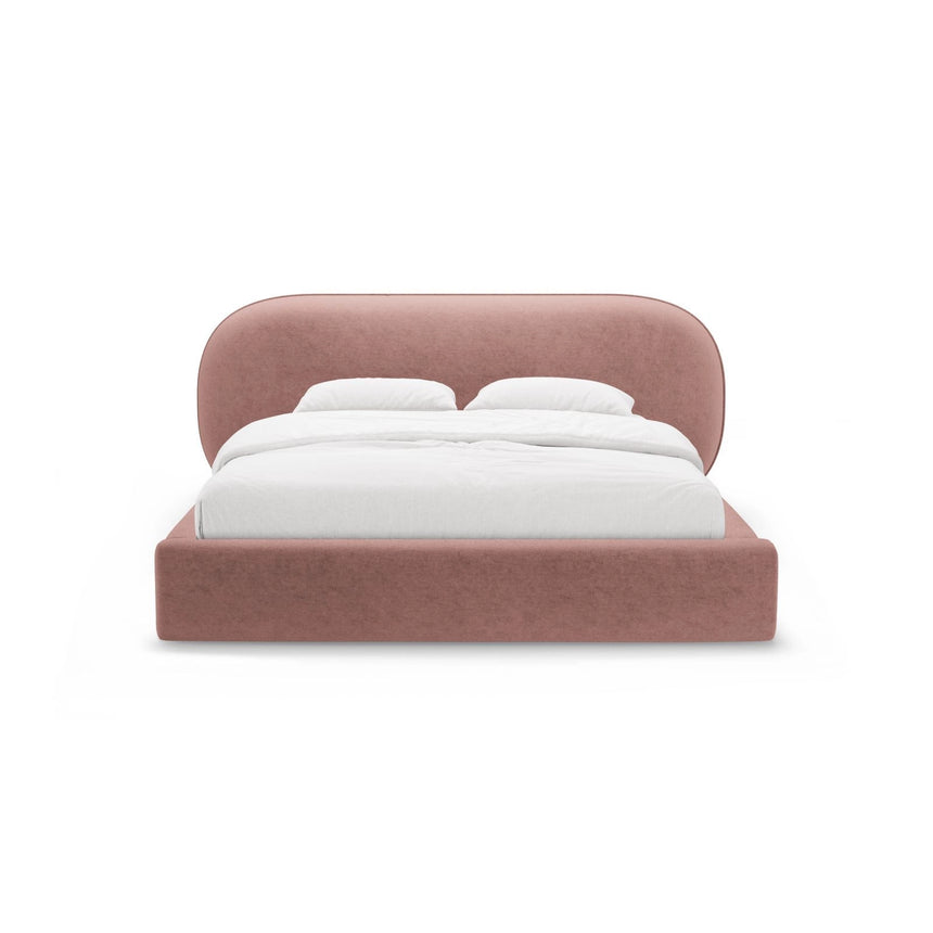 Ovalo Bett mit Kopfteil und Stauraum aus Chenille in Rosa (Perfect Harmony 63), 160x200 cm von Micadoni – Bild 2