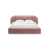 Ovalo Bett mit Kopfteil und Stauraum aus Chenille in Rosa (Perfect Harmony 63), 180x200 cm von Micadoni – Bild 2