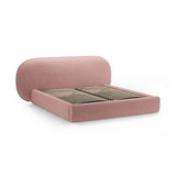 Ovalo Bett mit Kopfteil und Stauraum aus Chenille in Rosa (Perfect Harmony 63), 200x200 cm von Micadoni – Bild 3