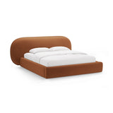 Ovalo Bett mit Kopfteil und Stauraum aus Chenille in Terrakotta (Perfect Harmony 52), 160x200 cm von Micadoni – Bild 1
