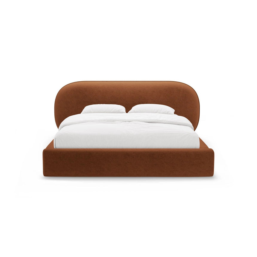 Ovalo Bett mit Kopfteil und Stauraum aus Chenille in Terrakotta (Perfect Harmony 52), 180x200 cm von Micadoni – Bild 2
