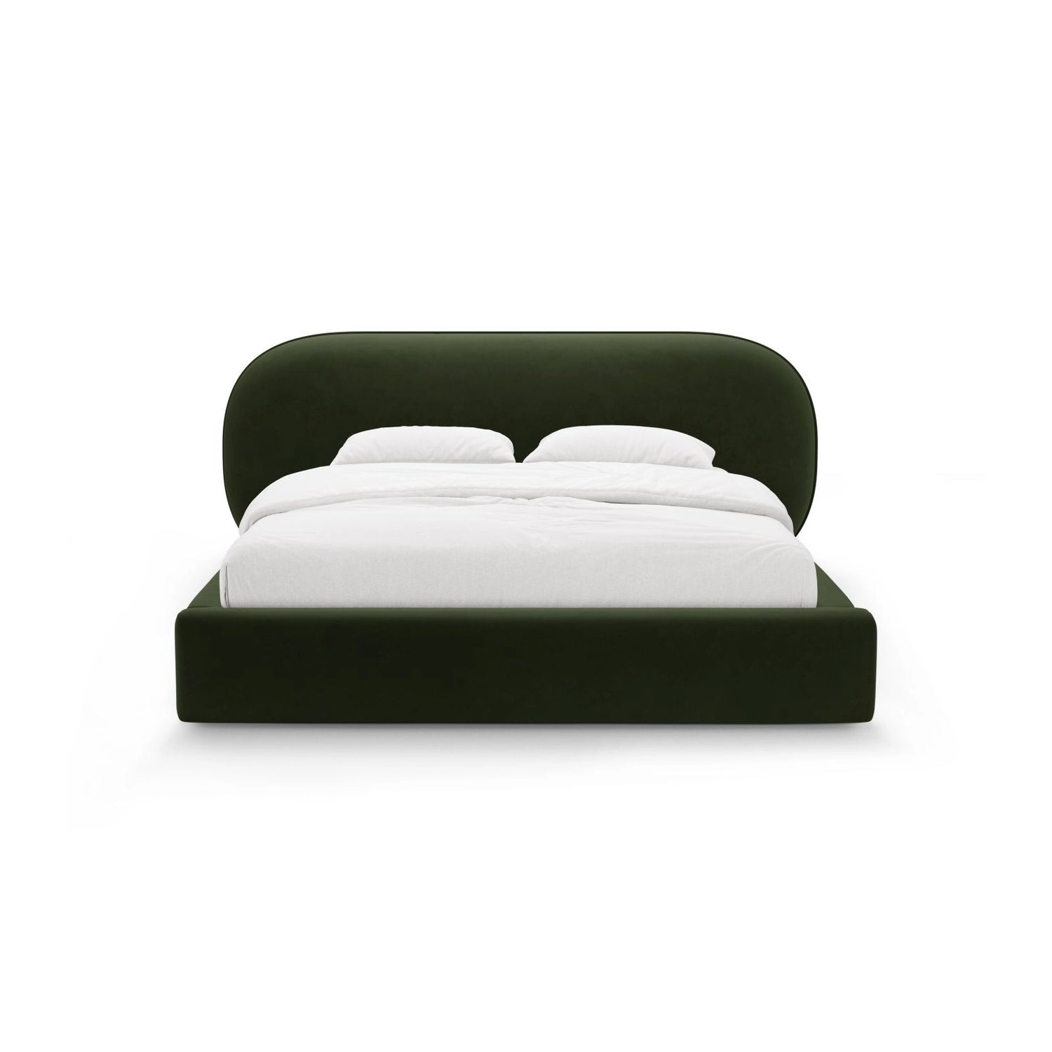 Ovalo Bett mit Kopfteil und Stauraum aus Samt in Armeegrün (Magic Velvet 2295), 140x200 cm von Micadoni – Bild 2