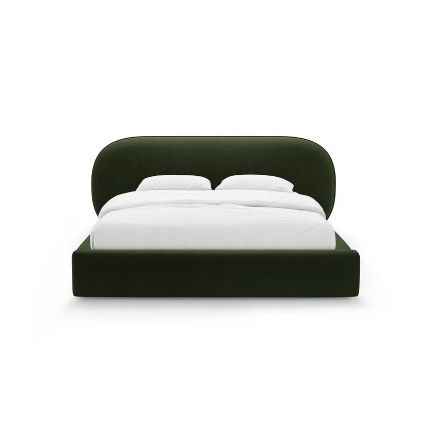 Ovalo Bett mit Kopfteil und Stauraum aus Samt in Armeegrün (Magic Velvet 2295), 180x200 cm von Micadoni – Bild 2