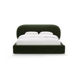 Ovalo Bett mit Kopfteil und Stauraum aus Samt in Armeegrün (Magic Velvet 2295), 200x200 cm von Micadoni – Bild 2