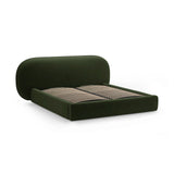 Ovalo Bett mit Kopfteil und Stauraum aus Samt in Armeegrün (Magic Velvet 2295), 200x200 cm von Micadoni – Bild 3