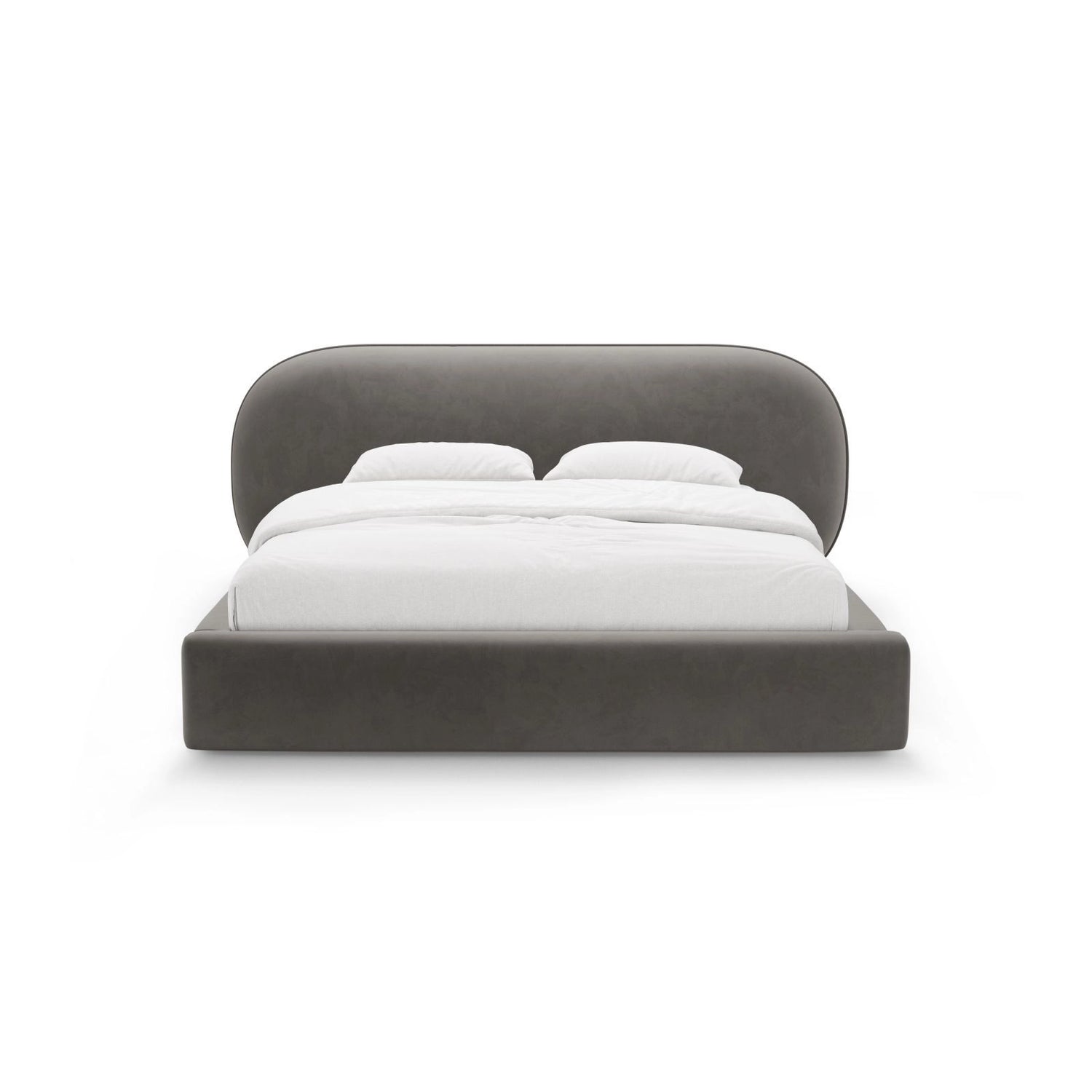 Ovalo Bett mit Kopfteil und Stauraum aus Samt in Dunkelgrau (Magic Velvet 2241), 160x200 cm von Micadoni – Bild 2