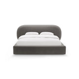 Ovalo Bett mit Kopfteil und Stauraum aus Samt in Dunkelgrau (Magic Velvet 2241), 200x200 cm von Micadoni – Bild 2