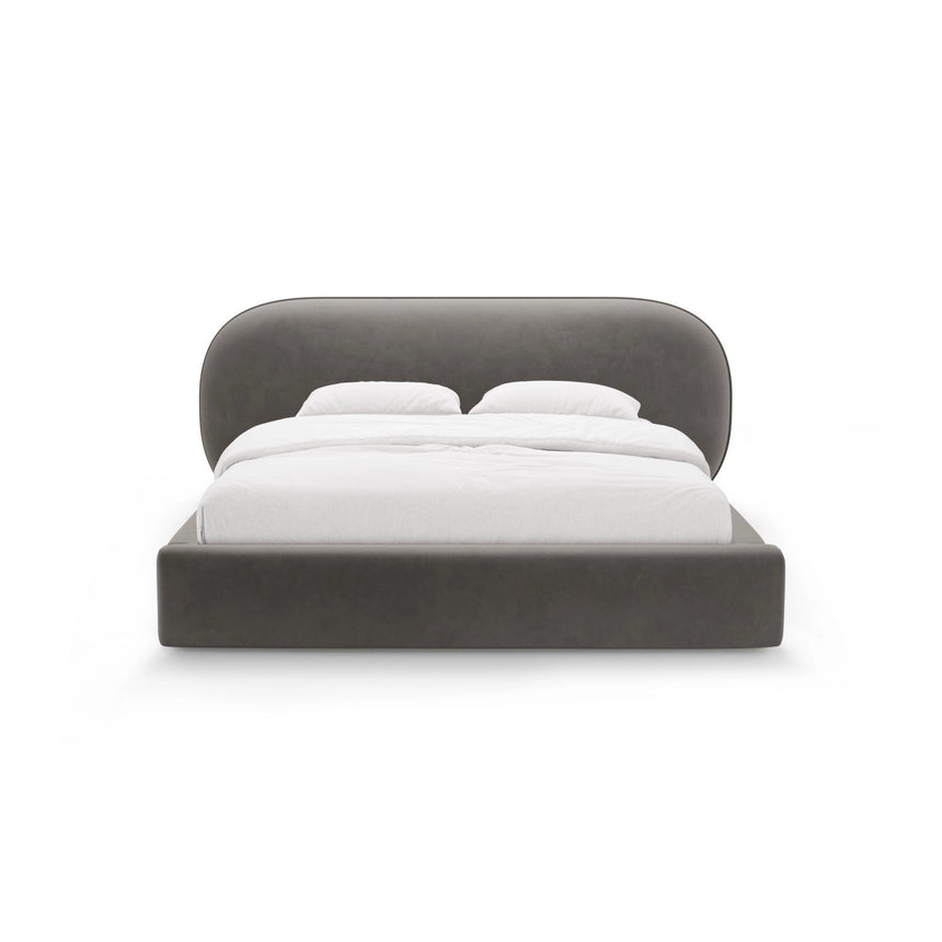 Ovalo Bett mit Kopfteil und Stauraum aus Samt in Dunkelgrau (Magic Velvet 2241), 200x200 cm von Micadoni – Bild 2
