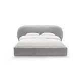 Ovalo Bett mit Kopfteil und Stauraum aus Samt in Hellgrau (Magic Velvet 2239), 160x200 cm von Micadoni – Bild 2