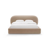 Ovalo Bett mit Kopfteil und Stauraum aus Samt in Mandelbeige (Magic Velvet 2282), 180x200 cm von Micadoni – Bild 2