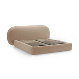 Ovalo Bett mit Kopfteil und Stauraum aus Samt in Mandelbeige (Magic Velvet 2282), 180x200 cm von Micadoni – Bild 3