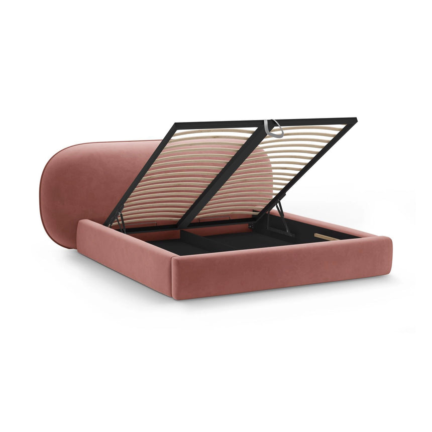 Ovalo Bett mit Kopfteil und Stauraum aus Samt in Rosa (Magic Velvet 2257), 160x200 cm von Micadoni – Bild 4
