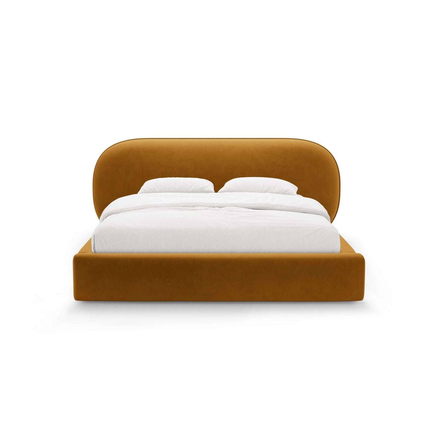 Ovalo Bett mit Kopfteil und Stauraum aus Samt in Senf (Magic Velvet 2288), 180x200 cm von Micadoni – Bild 2